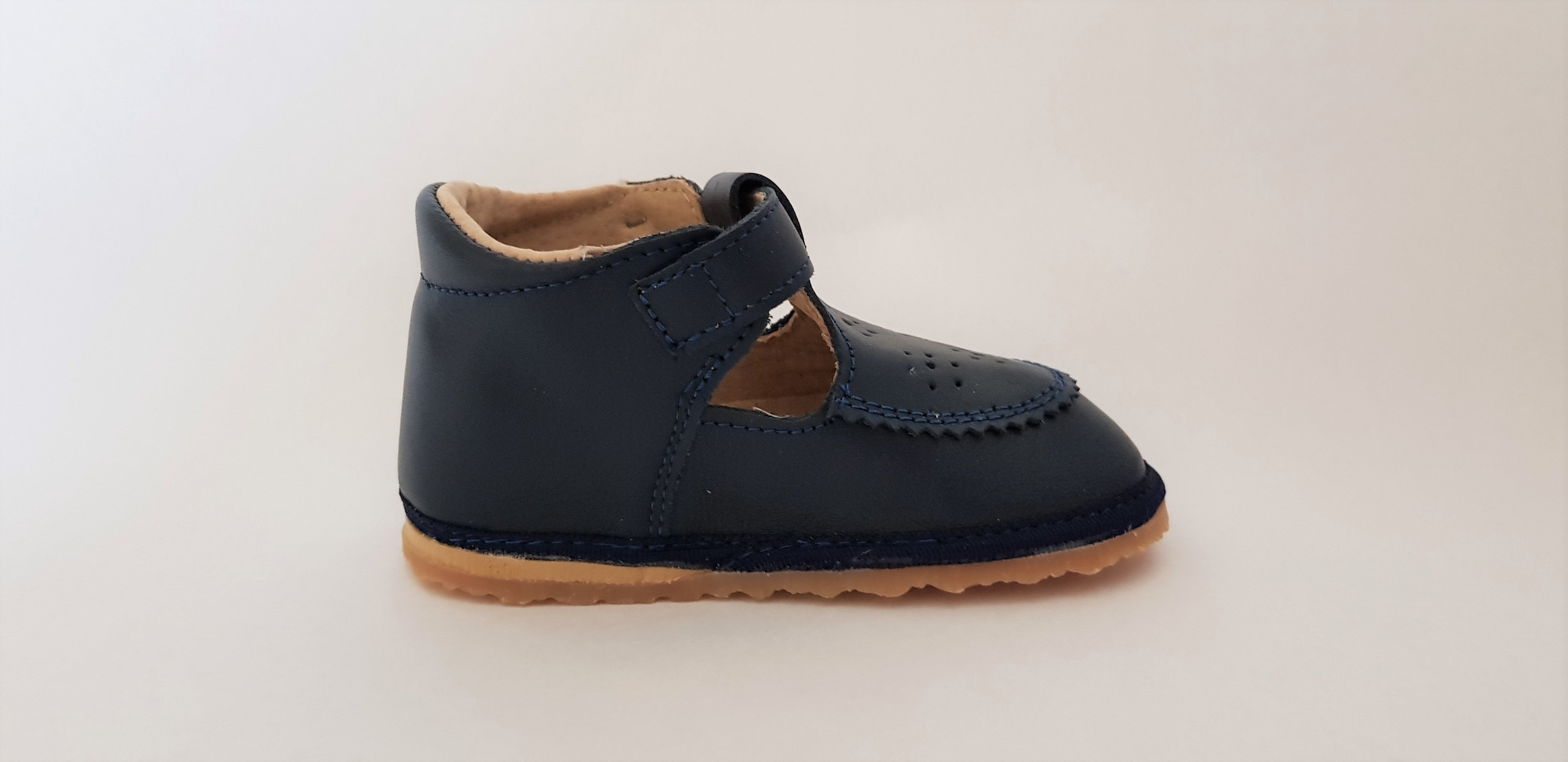 Navy First Walking T-bar Shoes