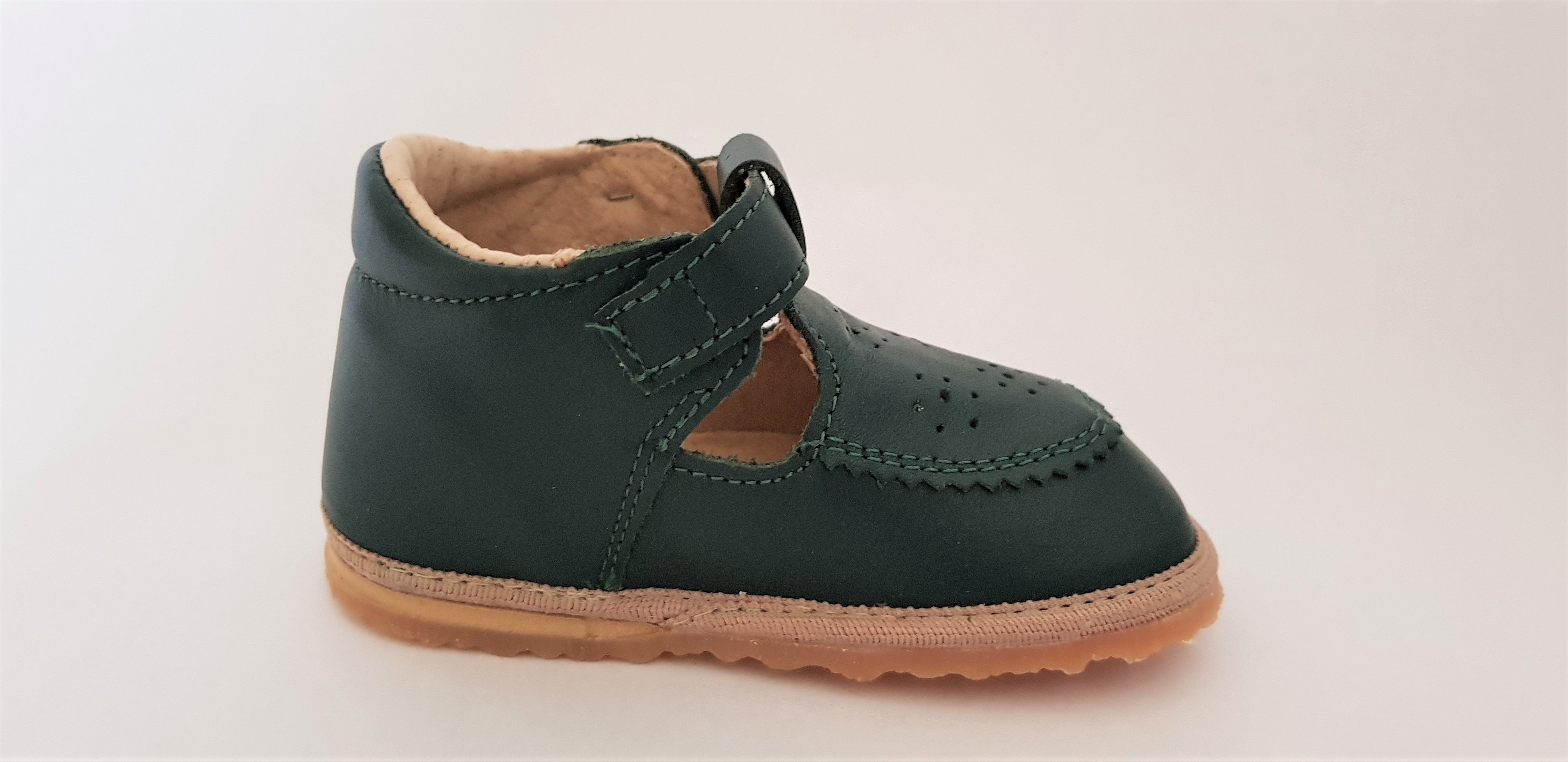 Forest Green Walking T-bar Shoes