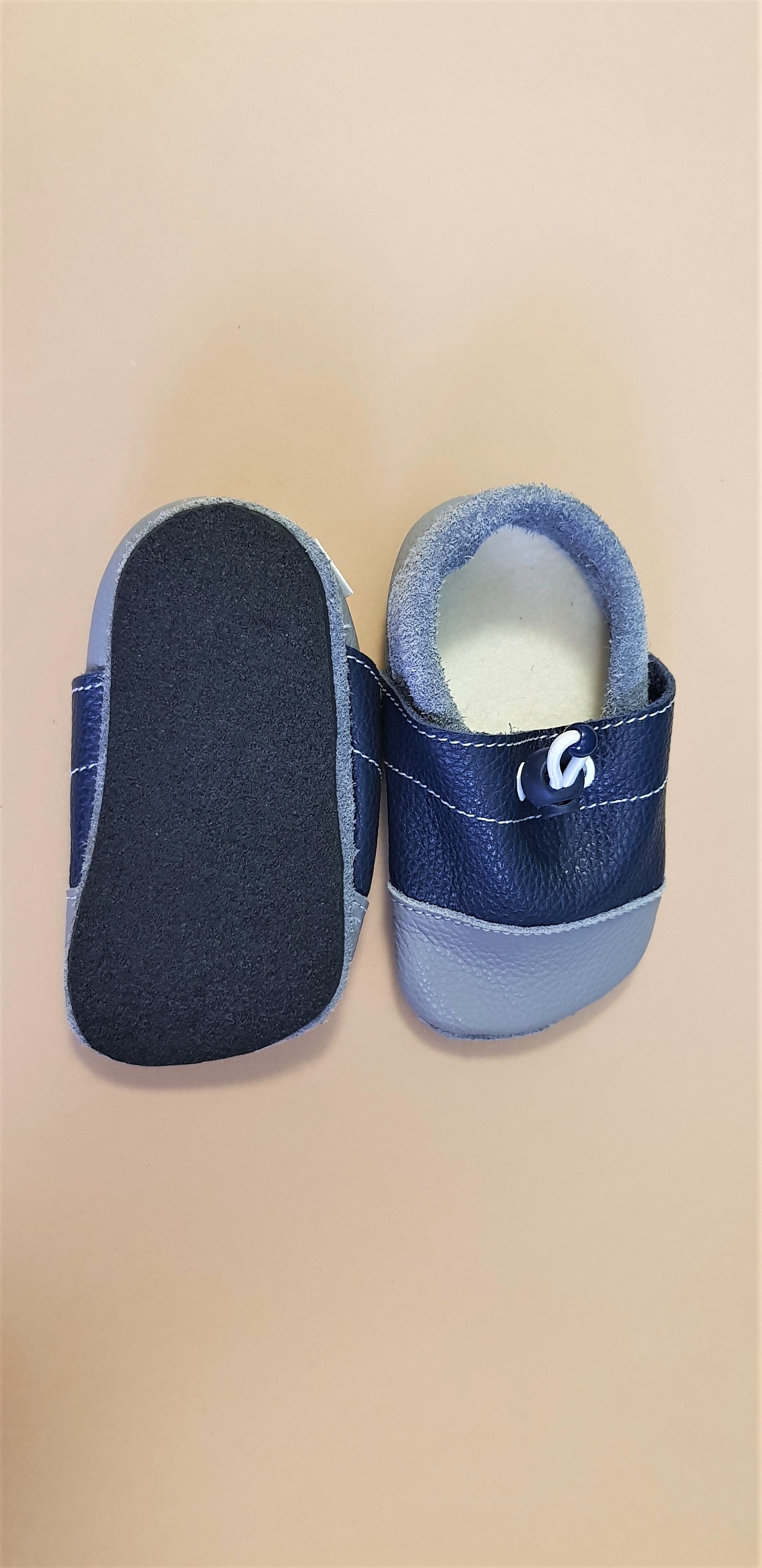 Indoor/Outdoor Soft Sole Slippers - Navy and Grey