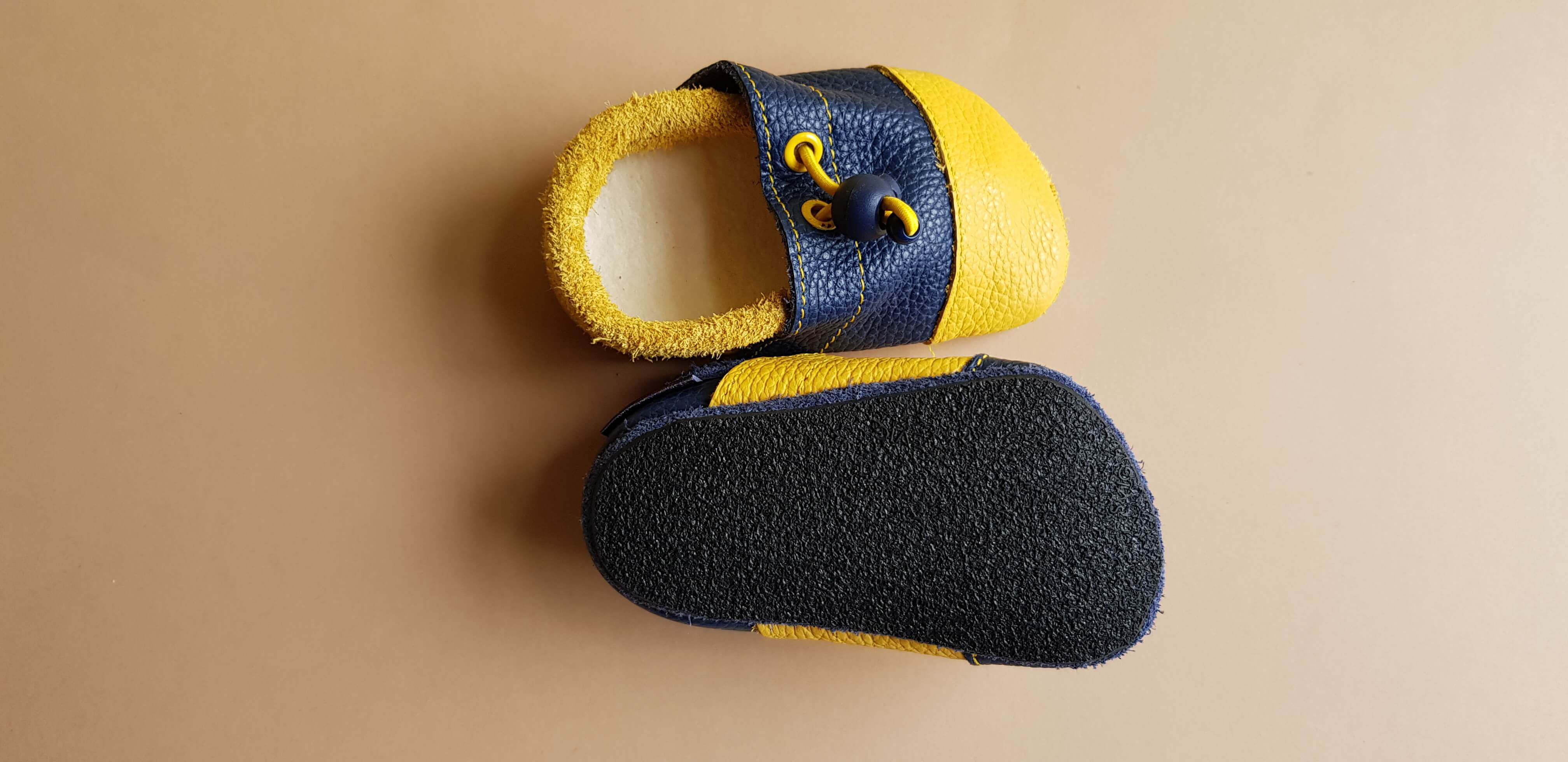 Indoor/Outdoor Soft Sole Slippers - Mix Yellow and Navy
