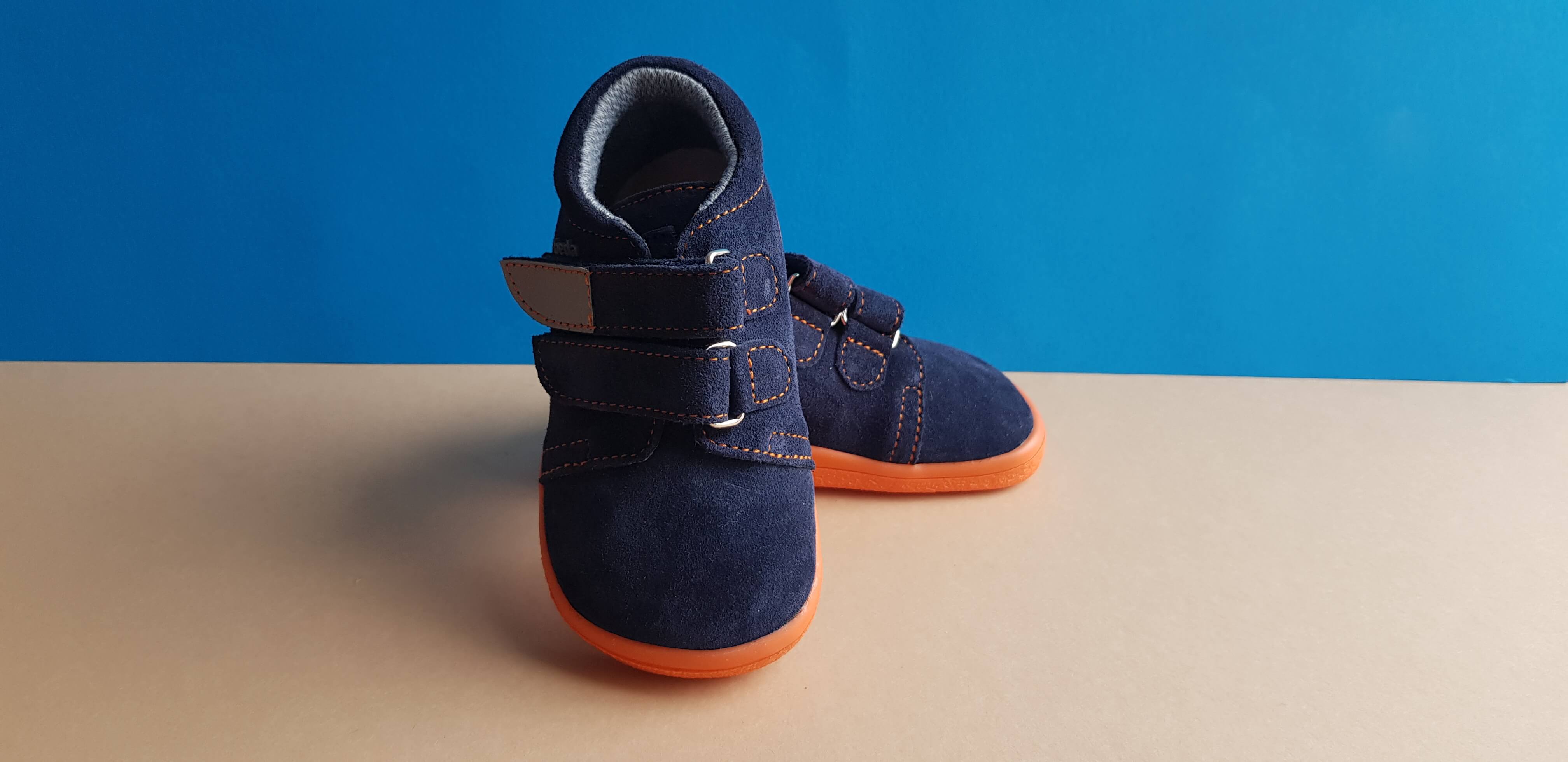 Barefoot Preschool Shoes - Navy with Orange soles