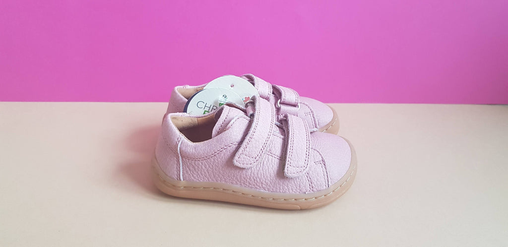 barefoot children's shoes with velcro in light pink for standard feet