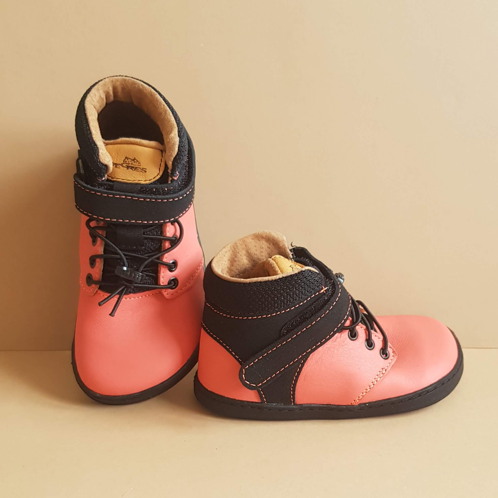 Barefoot High Ankle Boots - Salmon/Black